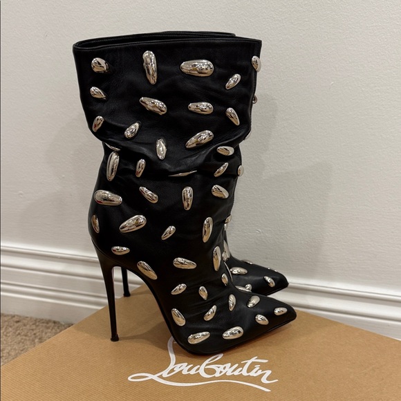 Christian Louboutin Shoes - Christian Louboutin Nail Stud Boots 37 Rare Limited Edition Black Leather 💋
